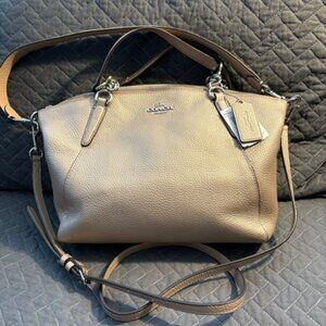 USED Coach Small Kelsey Chain Satchel, Platinum / Silver Cream Bag F1848-F31409